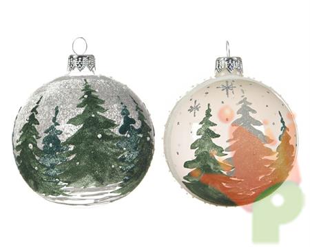 PALLINA DI NATALE TRASPARENTE DECORO VERDE 2 ASS.