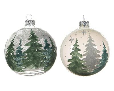PALLINA DI NATALE TRASPARENTE DECORO VERDE 2 ASS.