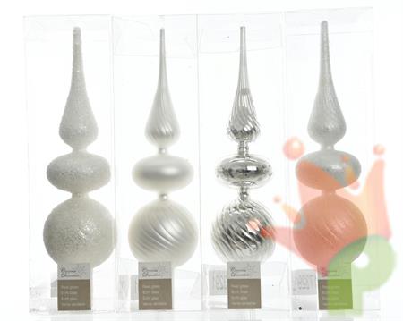 PUNTALE PER ALBERO DI NATALE IN VETRO 8X32CM  ASSORTITI