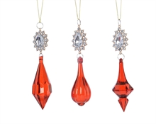 DECORAZIONE PENDENTE GIOIELLO ROSSO 3,5X3,5X16CM
