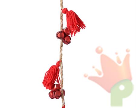 GHIRLANDA CON CAMPANELLE DECORI ROSSI 120CM