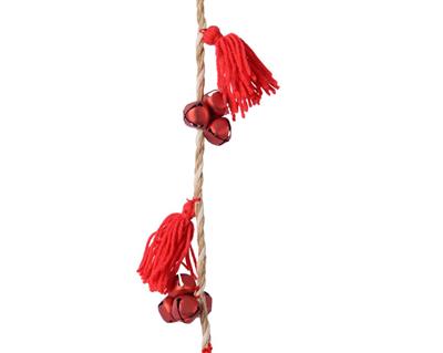 GHIRLANDA CON CAMPANELLE DECORI ROSSI 120CM