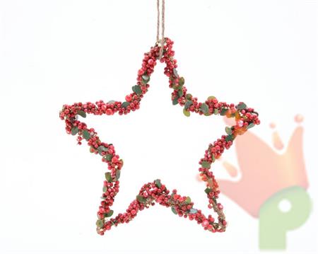PENDENTE STELLA CON BACCHE ROSSE D.15CM