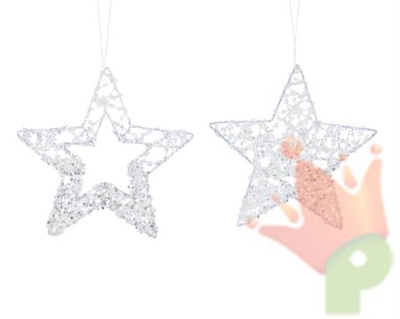 DECORAZIONE PENDENTE STELLA BIANCA 15X0,5CM
