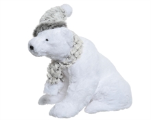 ORSO POLARE BIANCO CON SCIARPA E CAPPELLO 22X38X35CM