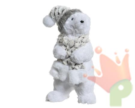ORSO POLARE BIANCO CON SCIARPA E CAPPELLO 15X16X34