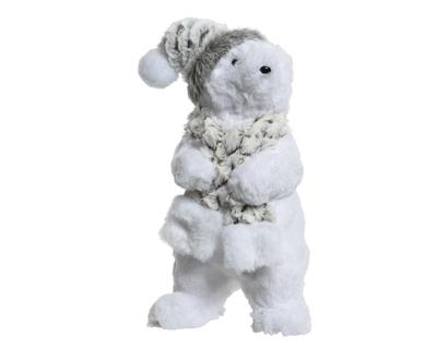ORSO POLARE BIANCO CON SCIARPA E CAPPELLO 15X16X34