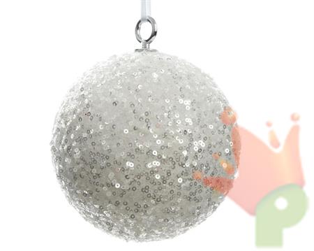 PALLINA DI NATALE BRILLANTINATA BIANCA 30 CM