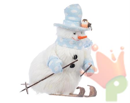 PUPAZZO DI NEVE CON CAPPELLO E SCIARPA CELESTE