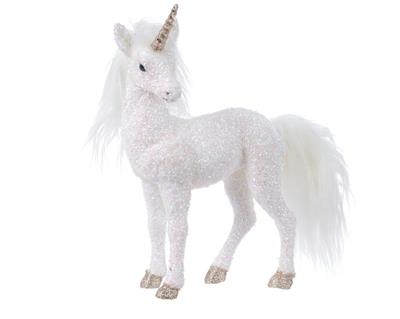 UNICORNO IN POLISTIROLO BIANCO GLITTER 20X96X85