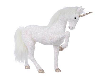 UNICORNO IN POLISTIROLO BIANCO GLITTER 14X70X52