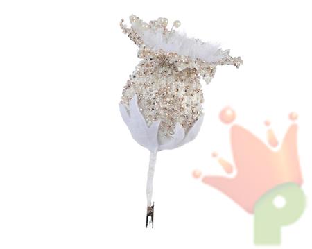 FIORE CON GLITTER ROSA  CLIP 15CM