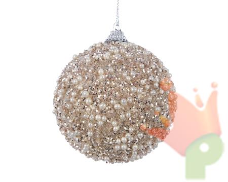 PALLINA DI NATALE CHAMPAGNE DECORATA 8 CM