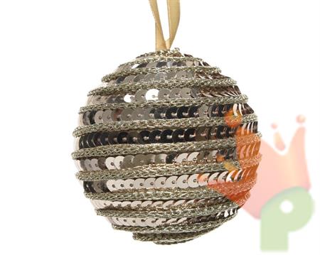 PALLINA DI NATALE DECORATA CON PAILLETTES ORO CHAMPAGNE