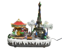 PAESAGGIO PARIGI INNEVATA CON LED MULTICOLOR CON MUSICA 14