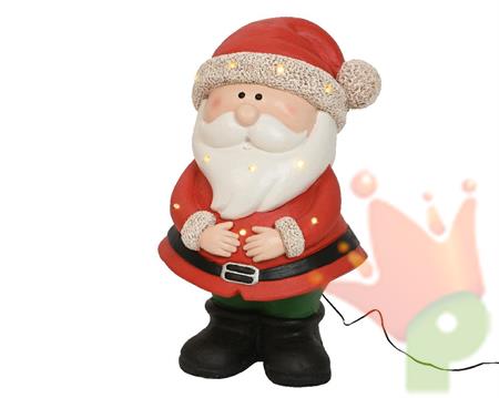 BABBO NATALE IN RESINA LUMINOSO 31X38X61 CM 10 LED LUCE CALDA