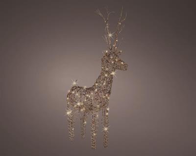 RENNA IN VIMINI LUMINOSA 72 LED LUCE CALDA 45X24X104 CM