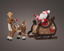 BABBO NATALE CON RENNA E SLITTA LUMINOSA LED