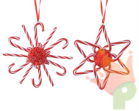 PENDENTE PER ALBERO DI NATALE CARAMELLA 2 FIGURE ASSORTITE