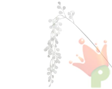 RAMO FOGLIE CON GLITTER BIANCO 3X105CM