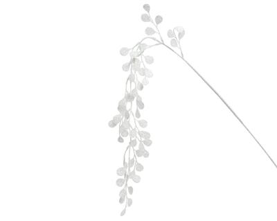 RAMO FOGLIE CON GLITTER BIANCO 3X105CM