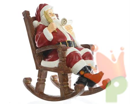 BABBO NATALE CON SEDIA A DONDOLO 16X25X25CM