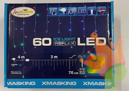TENDA LED ICE LIGHT 60 LED MULTI0 24V ESTERNO CAVO TRASPA