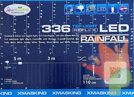 TENDA RAINFALL 336 LED CLASSIC E BIANCO 5MM CONTROLLER 4G+3 LUCE