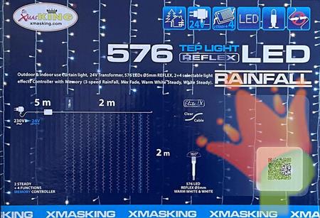 TENDA RAINFALL 576 LED CLASSIC E BIANCO 5MM CONTROLLER 4G+3 LUCE