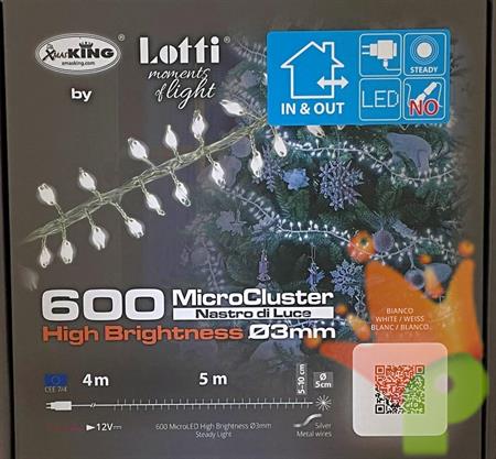 LUCI DI NATALE CLUSTER 600 MICROLED BIANCO FREDDO