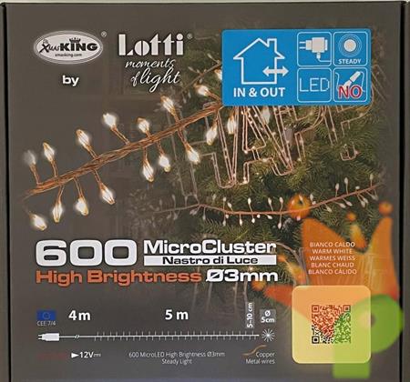 LUCI DI NATALE CLUSTER 600 MICROLED BIANCO CALDO