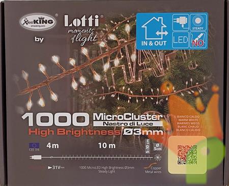 LUCI DI NATALE CLUSTER 1000 MICROLED BIANCO CALDO