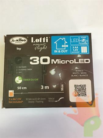 LUCI DI NATALE A BATTERIA 30 MICROLED BIANCO CALDO