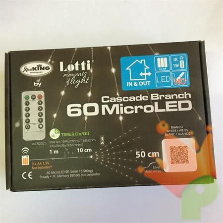 CASCATA RAMO M-IR 60 MICROLED BIANCO 1,5MM TELECOMANDO IR 15