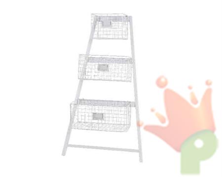 SCALETTA IN FERRO CON 3 CANESTRI 60X25X110CM BIANCO