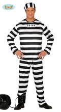 COSTUME CARCERATO BIANCO NERO ADULTO TAGLIA  L 52 54
