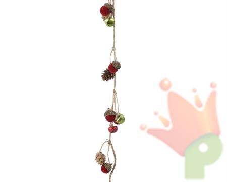 GHIRLANDA DECORATA CON PIGNE CAMPANELLE 100 CM