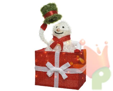 SCATOLA REGALO CON PUPAZZO DI NEVE LED