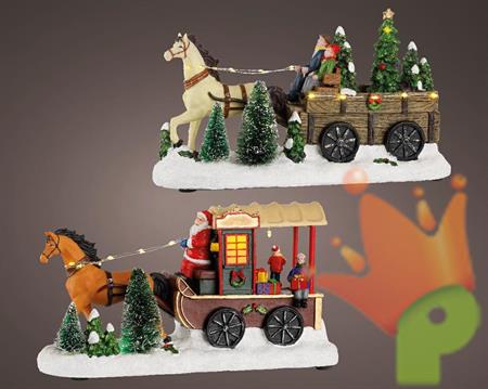 VILLAGGIO DI NATALE CARROZZA NATALIZIA CON LUCI E MOVIMENTO