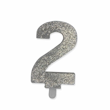 CANDELINA NUMERO 2 CERA SWEETY ARGENTO GLITTER