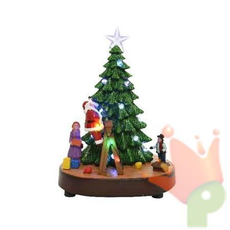 VILLAGGIO DI NATALE CON BABBO E ALBERO A BATTERIA