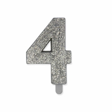 CANDELINA NUMERO 4 CERA SWEETY ARGENTO GLITTER