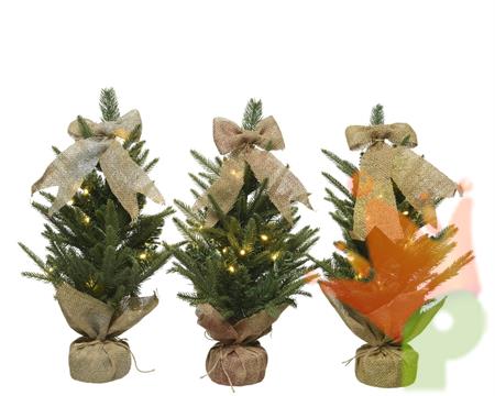 MINI ALBERO 30X30X55 CM CON LUCI FIOCCO E BASE IN JUTA