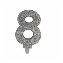 CANDELINA NUMERO 8 CERA SWEETY ARGENTO GLITTER