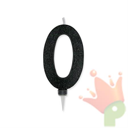 CANDELINA NUMERO 0 MAX CERA SWEETY NERO GLITTER