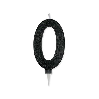 CANDELINA NUMERO 0 MAX CERA SWEETY NERO GLITTER