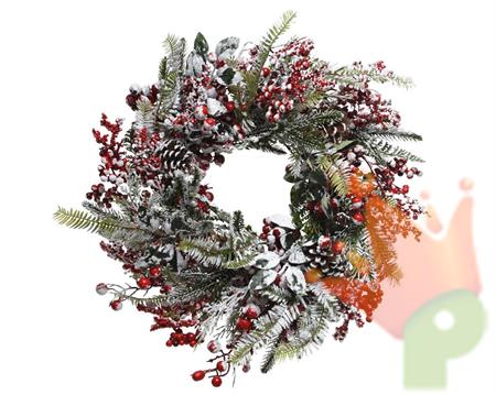 FUORIPORTA 13X40X40 CM INNEVATO DECORATO CON BACCHE ROSSE