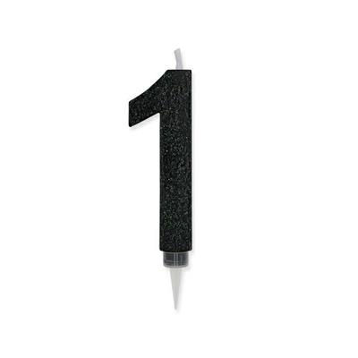 CANDELINA NUMERO 1 MAX DI CERA SWEETY NERO GLITTER
