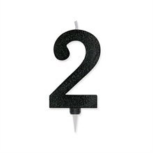 CANDELINA NUMERO 2 MAX CERA SWEETY NERO GLITTER