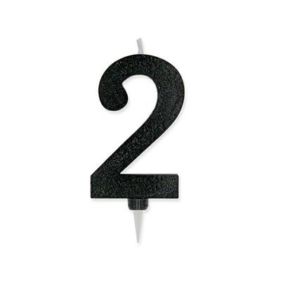 CANDELINA NUMERO 2 MAX CERA SWEETY NERO GLITTER